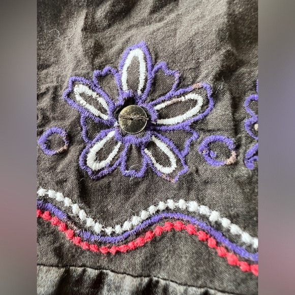 Y2K Dynamite Womens Brown Mocked Embroidered Fairy Top Ribbon Straps Medium - Picture 5 of 10